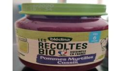 Bledina 2X130G Dessert Bébé Pomme Myrtilles Cassis Bio