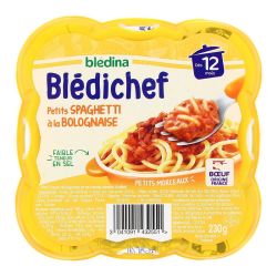Blédina Blédichef Plat Bébé Dès 12 Mois Petits Spaghetti À La Bolognaise : Barquette De 230G