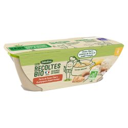Blédina Les Récoltes Bio Purée Choux-Fleurs Champignons Poulet Fermier Dès 8 Mois Pack De 200 G X 2 - 400