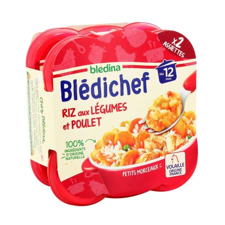 Blédina Blédichef Plat Bébé Dès 12 Mois Riz Aux Légumes Et Poulet : Les 2 Barquettes De 230G