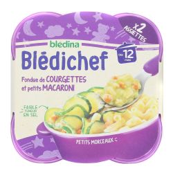 Blédina Blédichef Plat Bébé Dès 12 Mois Fondue De Courgettes Et Petits Macaroni : Les 2 Barquettes 230G