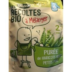 Blédina Les Récoltes Bio Plat Bébé Dès 6 Mois Purée De Haricots Verts Petits Pois : Le Sachet 120G
