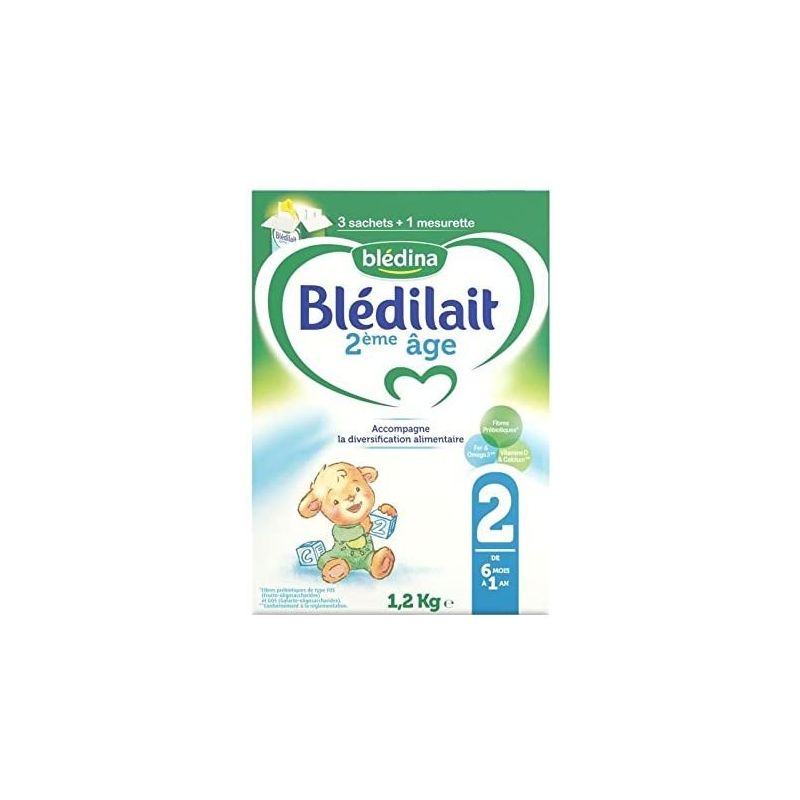 Blédina Lait En Poudre Blédilait 2Ème Âge 6 À 12 Mois : La Boite De 2 Sachets 600G