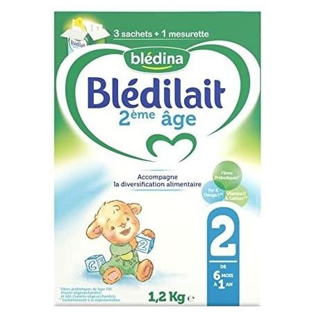 Blédina Lait En Poudre Blédilait 2Ème Âge 6 À 12 Mois : La Boite De 2 Sachets 600G