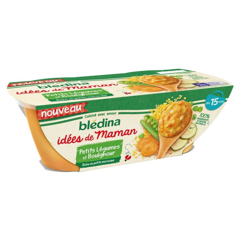 Blédina Repas Bébé Dès 15 Mois Petits Légumes Et Boulghour : Le Lot De 2 Bols 200G
