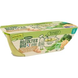 Blédina Les Récoltes Bio Douceur De Petits Pois Et Brocolis Boulghour Poulet Fermier Dès 15 Mois Pack 200 G X 2 - 400