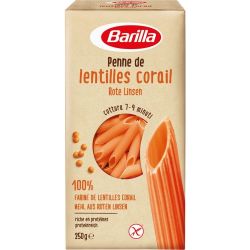Barilla Penne 100% Farine De Lentilles Corail Sans Gluten : La Boite 250 G