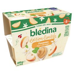 Blédina Dessert Bébé Dès 8 Mois Compote De Pomme & Fleur D'Oranger : Le Lot 4 Coupelles 100G