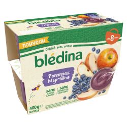 Blédina Coupelles Pommes Myrtilles Dès 8 Mois Pack De 100 G X 4 - 400
