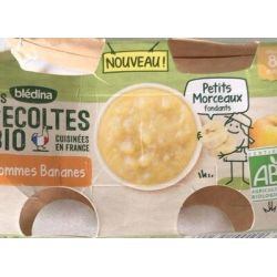 Lrecoltbio Les Récoltes Bio Dessert Bébé Dès 8 Mois Pommes Bananes Petits Morceaux : Le Lot De 2 Pots 130G