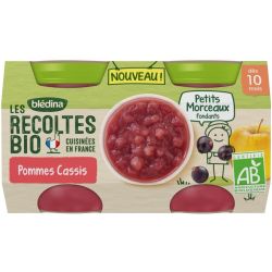 Blédina Les Récoltes Bio Compotée Avec Morceaux Pommes Cassis 2X130G