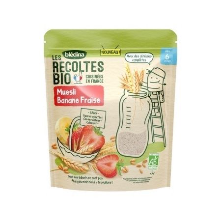 Bledina Blédina Les Récoltes Bio Muesli Fraise Banane Dès 6 Mois Etui De 200 G