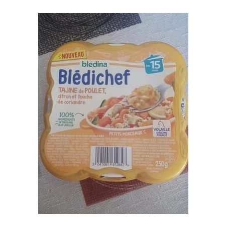 Blédina Blédichef Plat Bébé Dès 15 Mois, Tagine De Poulet, Citron Et Touche Coriandre : La Coupelle 250G