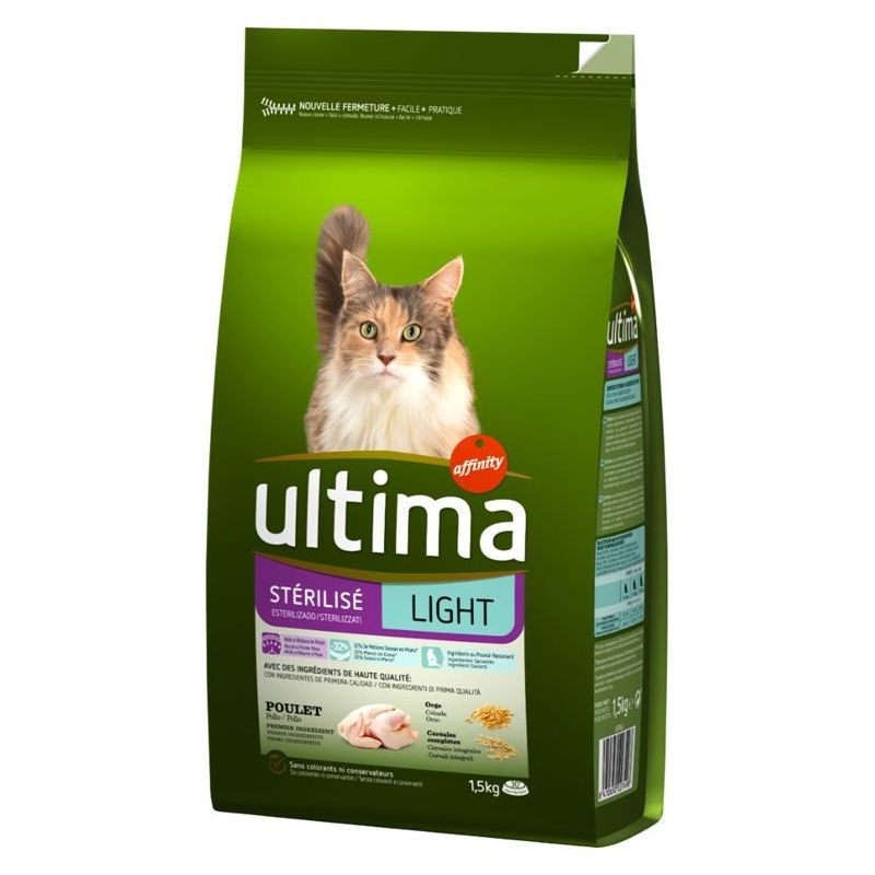 Ultima Croquettes Pour Chat Stérilisé Light Poulet : Le Sac De 1,5 Kg