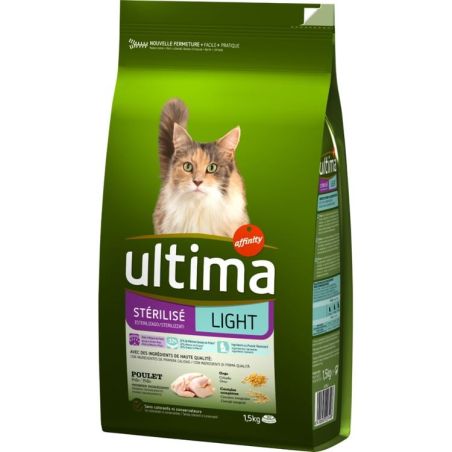 Ultima Croquettes Pour Chat Stérilisé Light Poulet : Le Sac De 1,5 Kg