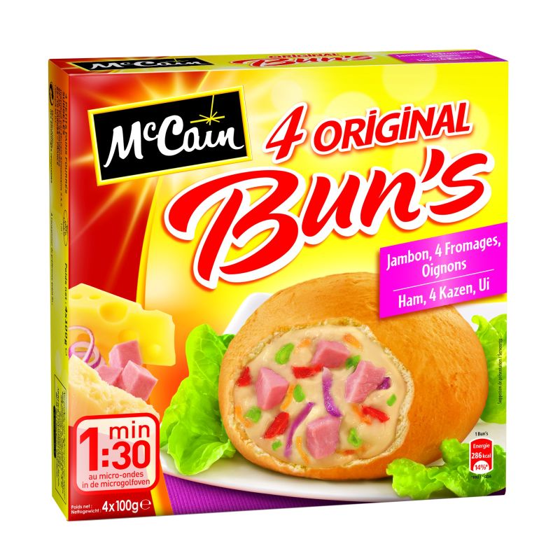 Mac Cain Mc Bun S Jambon/4 Fromages/Oignons 400G