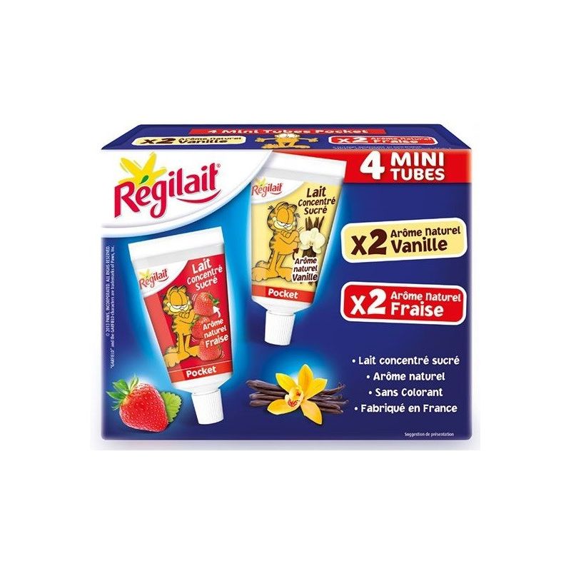 Regilait 4X60G Lait Concentre Sucre Vanille/Fraise