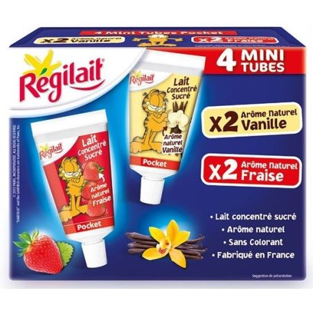 Regilait 4X60G Lait Concentre Sucre Vanille/Fraise
