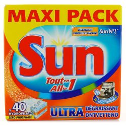 Sun 40 Doses Lave Vaisselle Tout En 1 Ultra Degraissant