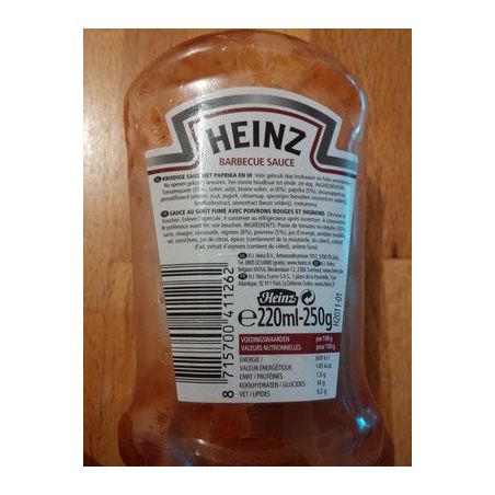 Heinz Sauce Barbecue Top Down 220 Ml