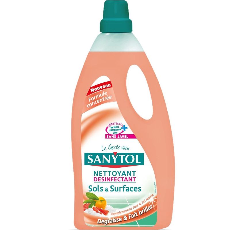 Sanytol Nettoyant Désinfectant Sols Et Surfaces Pamplemouse : La Bouteille De 1 L