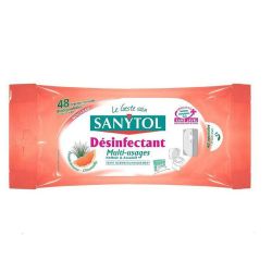 Sanytol Lingettes Multi-Usages Désinfectantes Pamplemousse- Citronnelle X 48