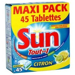 Sun 45 Tablets Lave Vaisselle Tout En 1 Citron Hydrof.