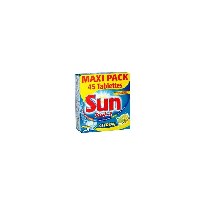 Sun 45 Tablets Lave Vaisselle Tout En 1 Citron Hydrof.