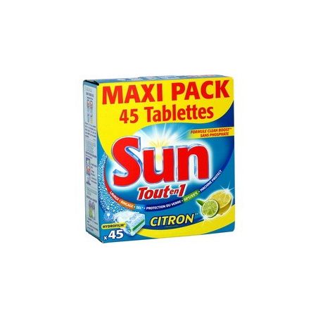 Sun 45 Tablets Lave Vaisselle Tout En 1 Citron Hydrof.