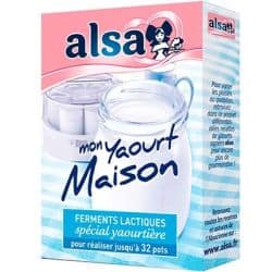 Alsa Mon Yaourt Maison, Ferments Lactiques Spécial Yaourtière 32 Pots 4X2G - 8G