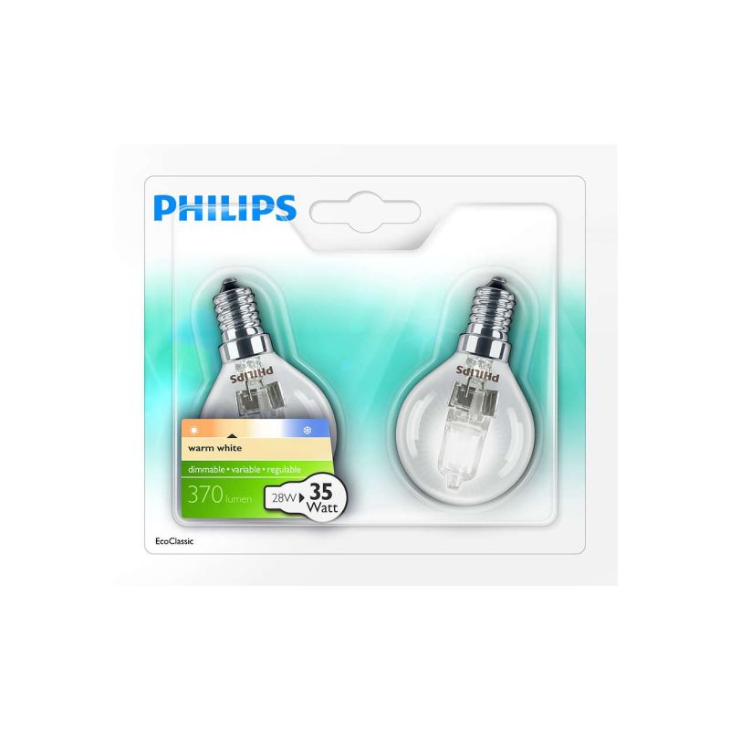 Philips Ampoule Eco30 Sphere 28W E14 2Ans Blx