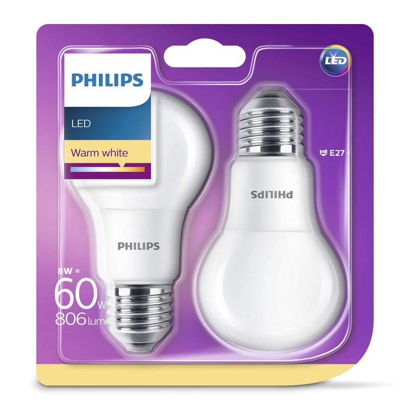 Philips Phil Amp Led Std Dep 60W E27X2