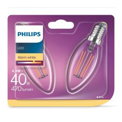 Philips Phil Amp.Led Flam.Fil40W E14X2