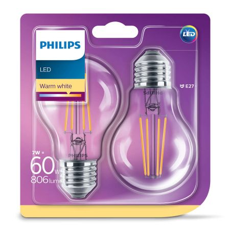 Philips Amp.Led Fil 60W E27 X2