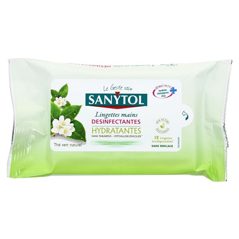 Sanytol Lingettes Mains Désinfectantes : Le Paquet De 12