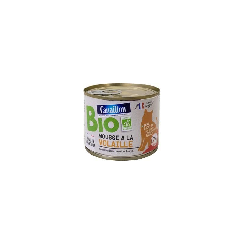 Canaillou Mousse à la volaille Bio pour chat 200G