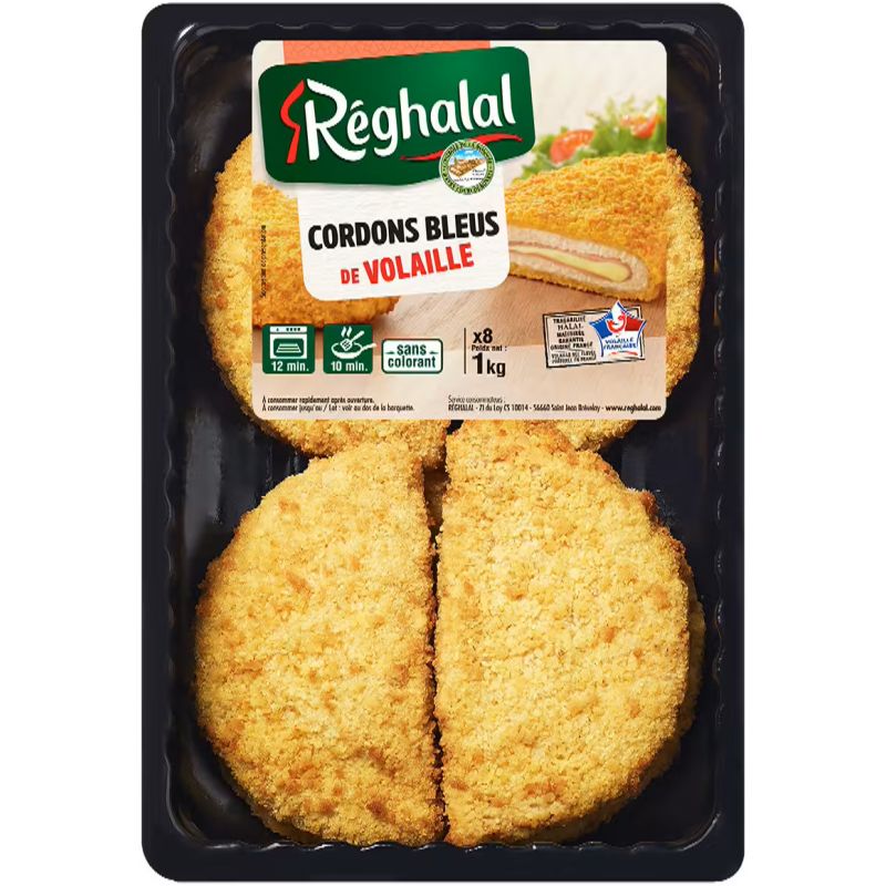 Reghalal Cordon bleu volaille halal : la barquette de 1 kg