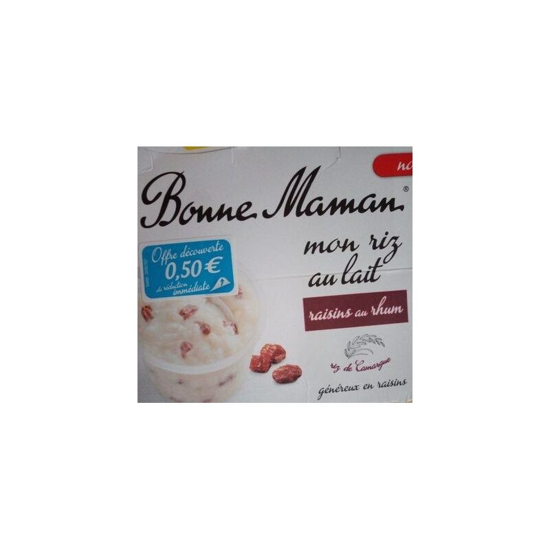 Bonne Maman 4X100G Riz Au Lait Raisin Rhum