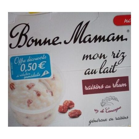 Bonne Maman 4X100G Riz Au Lait Raisin Rhum