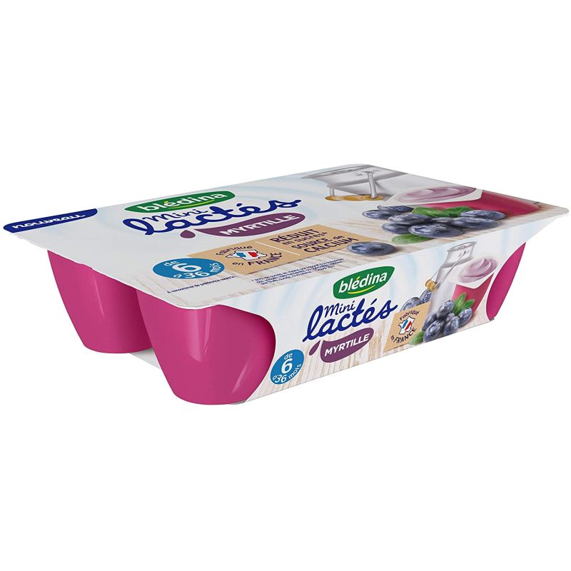 Blédina Les Mini Lactés Myrtille De 6 À 36 Mois : Les 6 Pots De 55 G - 330 G
