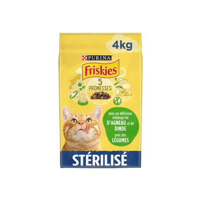 Friskies Pour Chats Stérilisés - À L'Agneau Et La Dinde Avec Des Légumes 4Kg