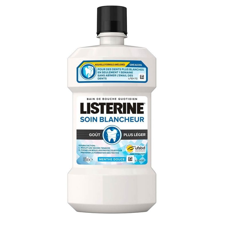 Listerine Bain De Bouche Soin Blancheur Gout + Leger Bouteille 500Ml