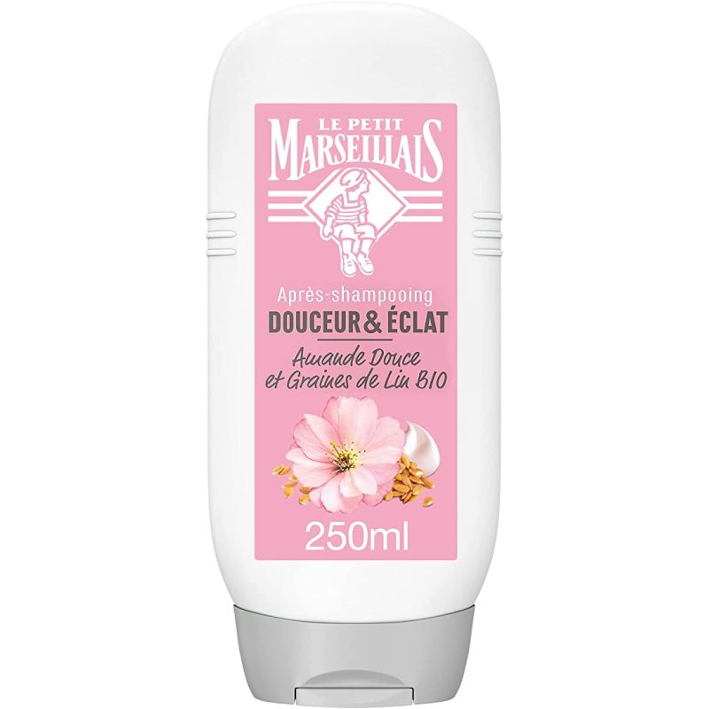 Le P'Tit MarseiL'Ais Après-Shampooing DouCoeur & Eclat, Cheveux Longs et délicats, Amande Douce BIO & Graines de Lin BIO 200 Ml