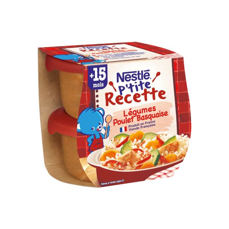 Nestlé Baby meals 15+ months Basquaise chicken vegetables: 2 jars of 200g