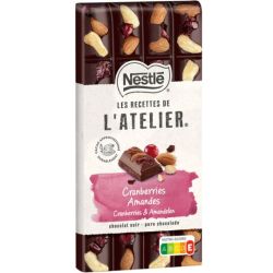 Nestlé Chocolat noir Cranberries amande : la tablette de 195 g