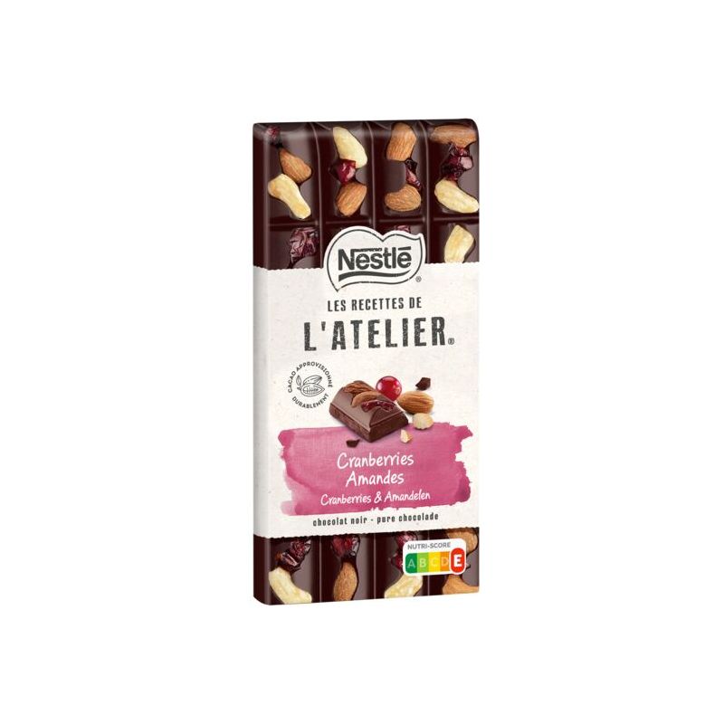 Nestlé Chocolat noir Cranberries amande : la tablette de 195 g