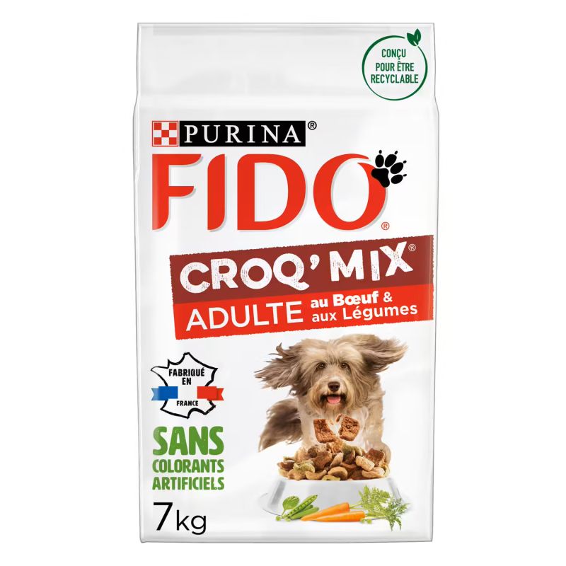 Fido Croquettes chiens Croq Mix Adulte Boeuf : le sac de 7kg
