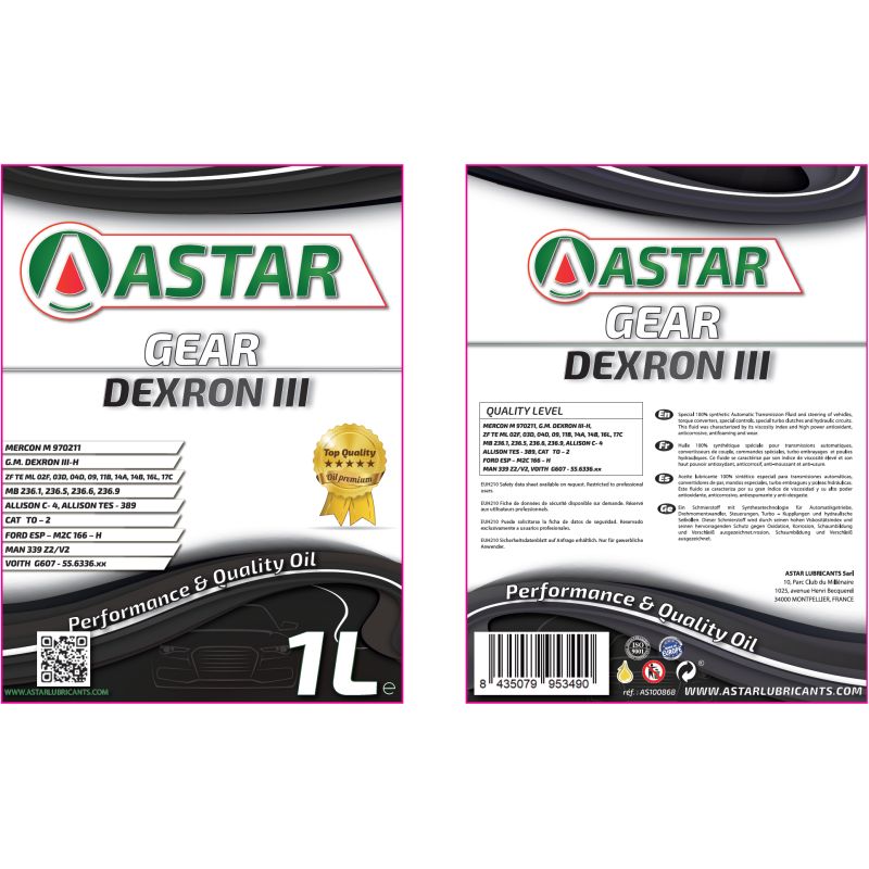 Astar Gear Dexron Iii - 1L