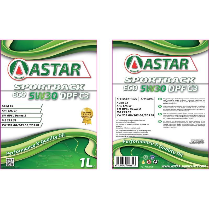 Astar Sportback Eco 5W30 Dpf/C3 - 1L