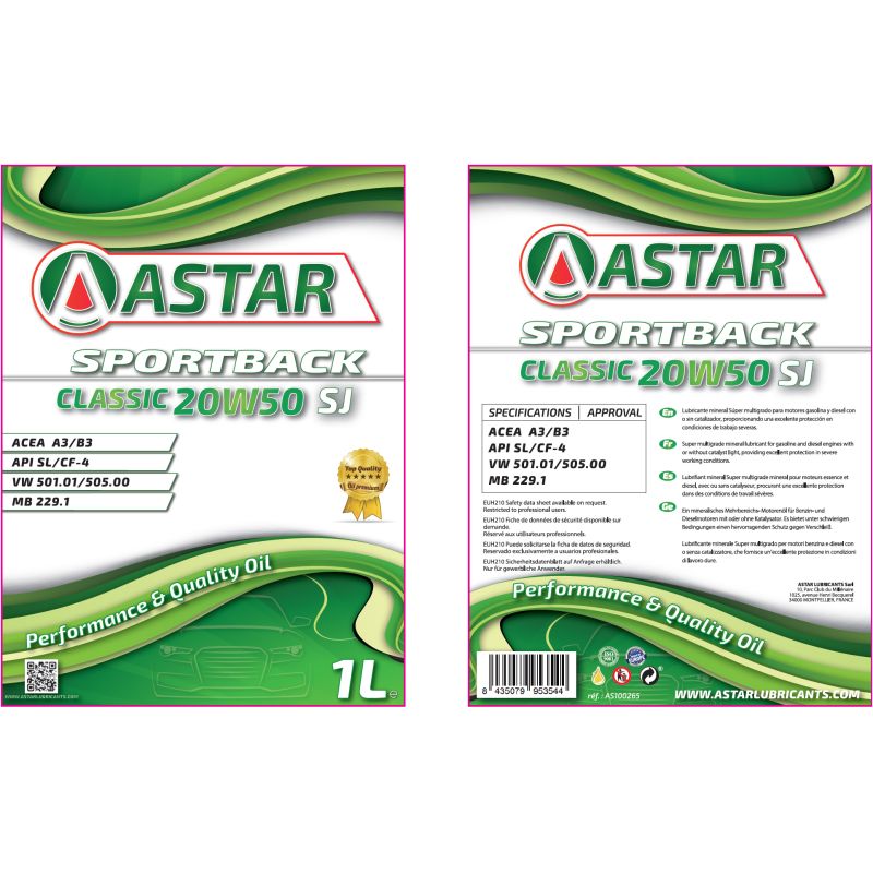 Astar Sportback Classic 20W50 Sj - 1L